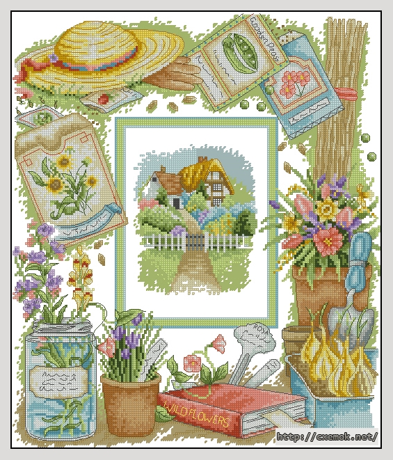 Download embroidery patterns by cross-stitch  - Around my garden, author 