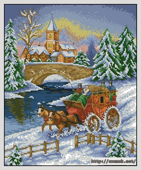 Download embroidery patterns by cross-stitch  - A ride in the snow, author 