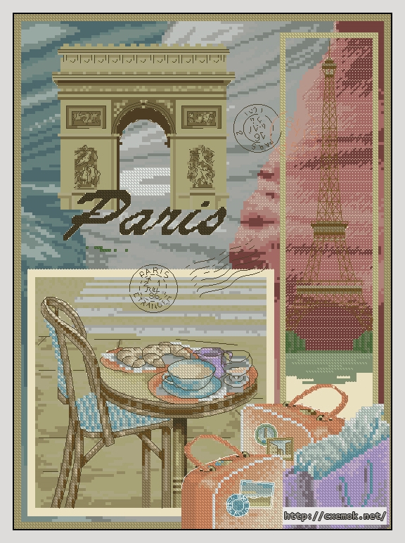 Download embroidery patterns by cross-stitch  - Paris, author 