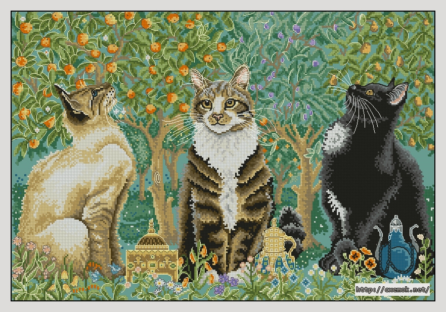 Завантажити схеми вишивки нитками / хрестом  - Ivory cats, автор 