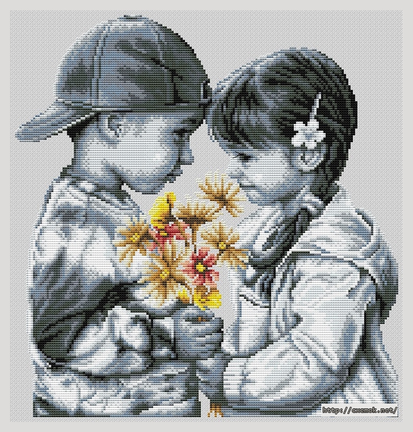 Download embroidery patterns by cross-stitch  - Shy couple, author 
