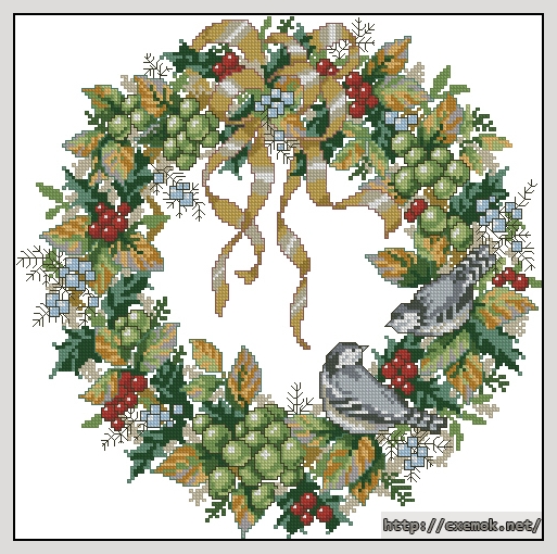 Download embroidery patterns by cross-stitch  - Nature''s bounty - wreath