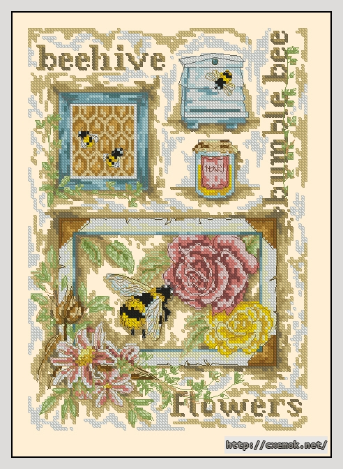 Download embroidery patterns by cross-stitch  - Honey bees, author 