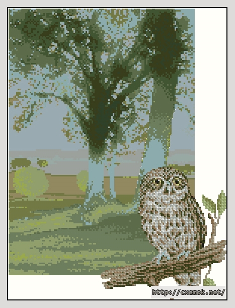 Скачать схему вышивки нитками Nature''s Owl, автор 