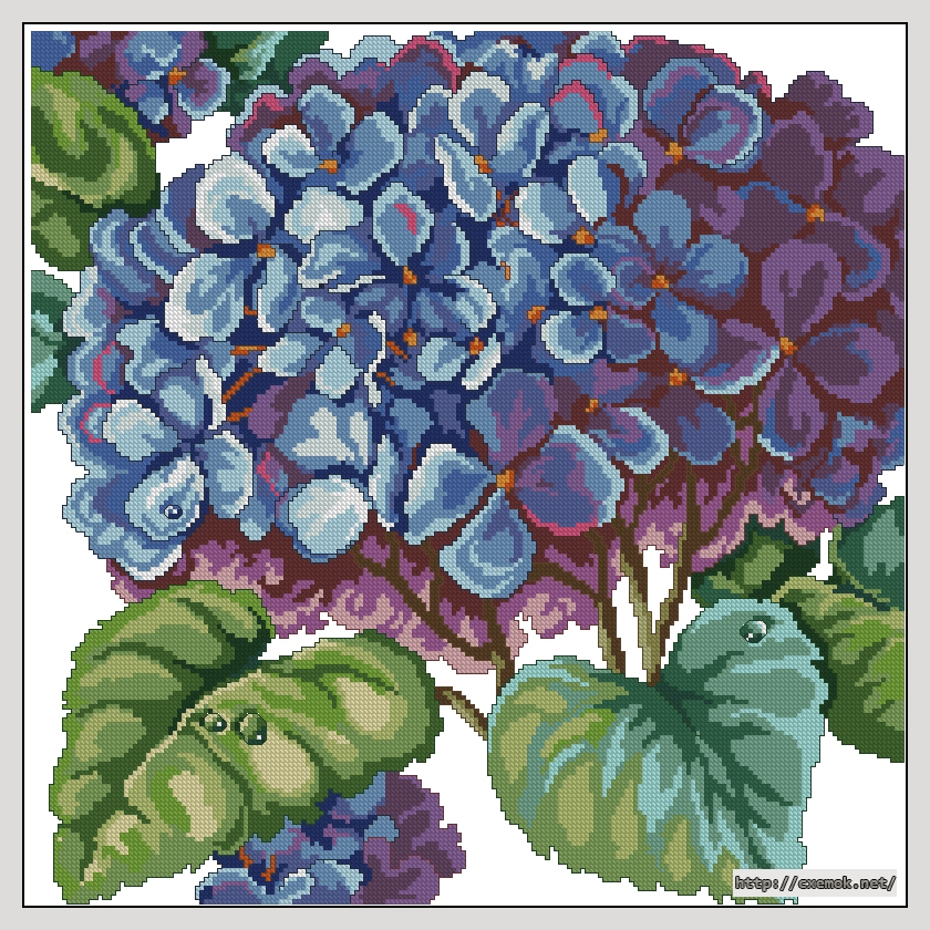 Download embroidery patterns by cross-stitch  - Hydrangea pillow, author 