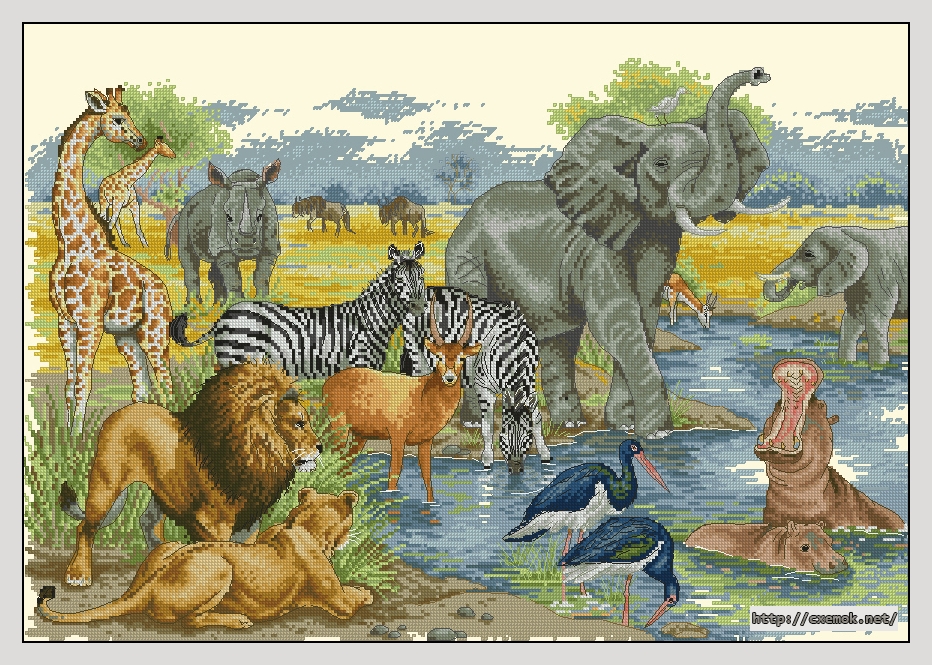 Download embroidery patterns by cross-stitch  - The watering hole, author 