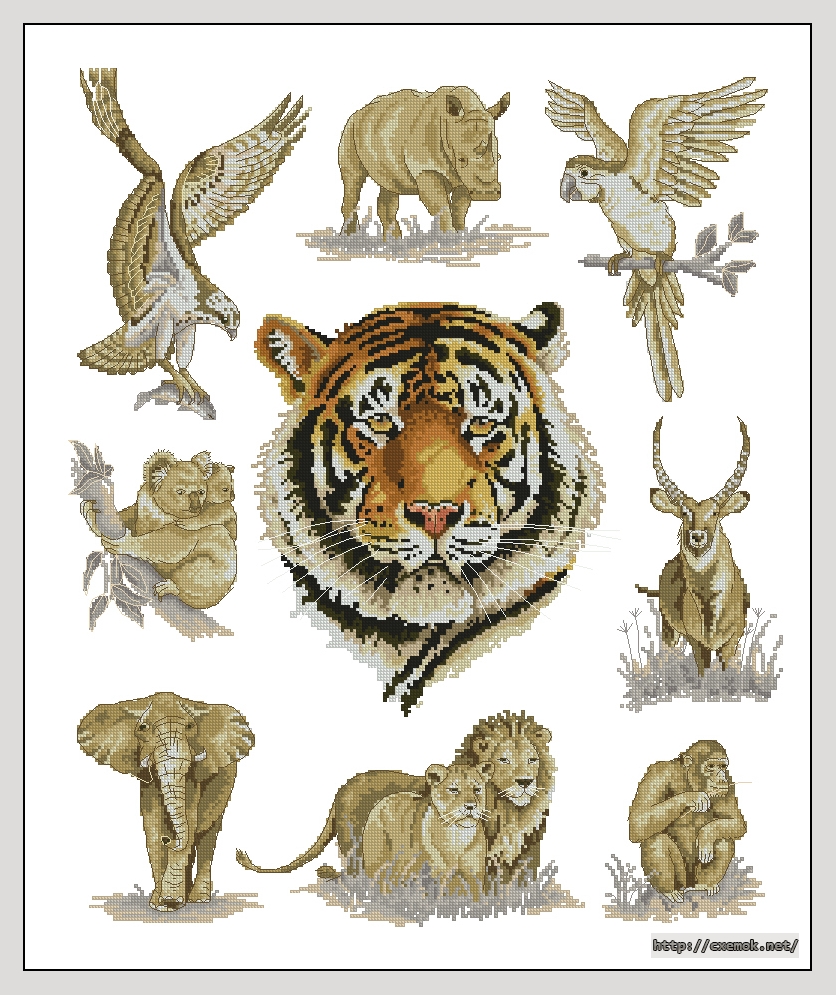 Download embroidery patterns by cross-stitch  - Tiger sampler, author 