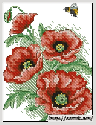 Завантажити схеми вишивки нитками / хрестом  - Poppy and bee, автор 