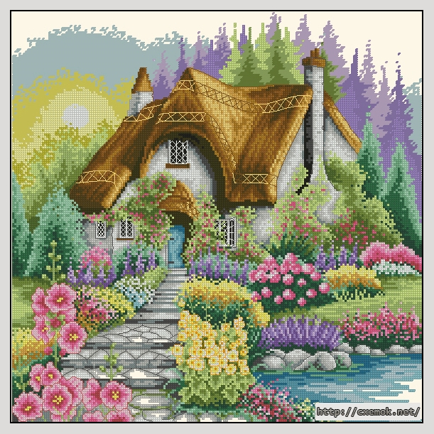 Download embroidery patterns by cross-stitch  - Lakeside cottage, author 