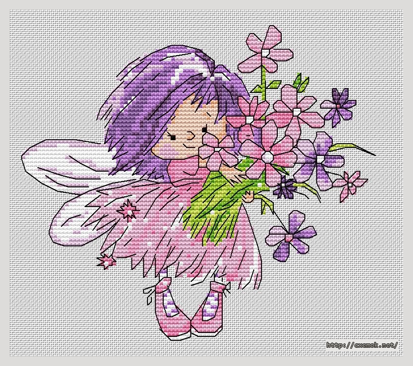 Download embroidery patterns by cross-stitch  - Violet fairy, author 