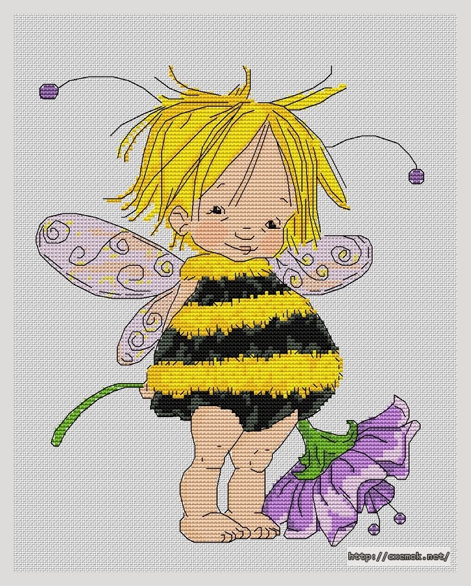 Download embroidery patterns by cross-stitch  - Little bee fairy, author 