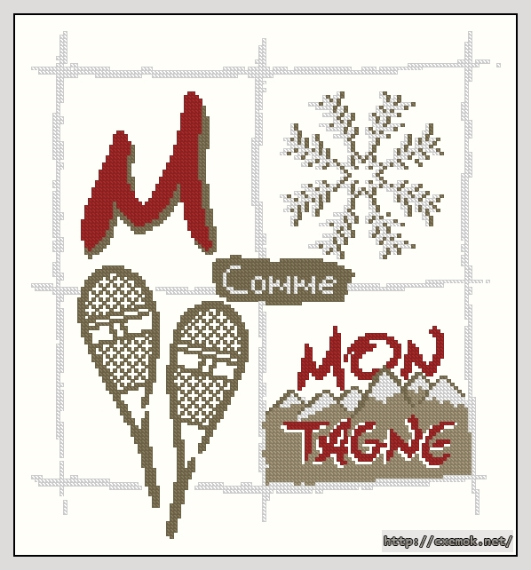 Download embroidery patterns by cross-stitch  - M comme montagne, author 