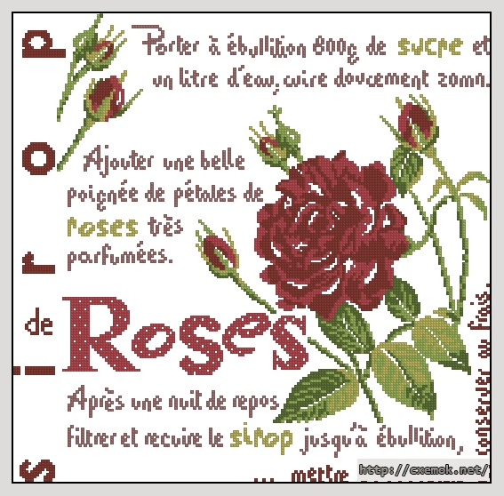 Скачать схемы вышивки нитками / крестом  - Sirop de roses, автор 
