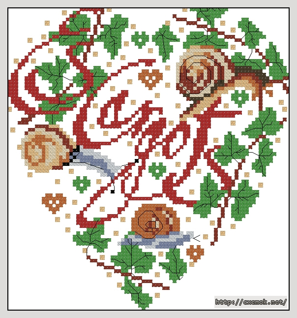 Download embroidery patterns by cross-stitch  - Escargot, author 