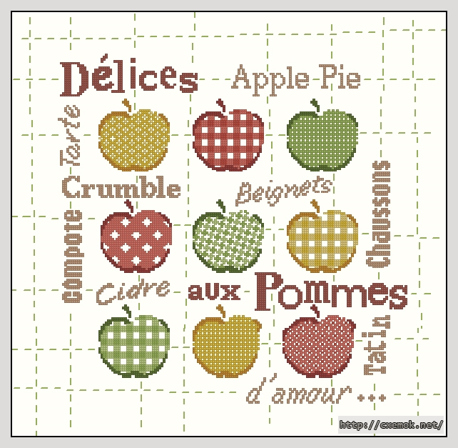 Скачать схему вышивки нитками Delices aux Pommes, автор 