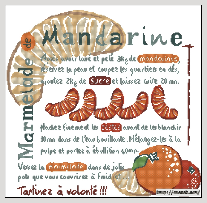 Скачать схемы вышивки нитками / крестом  - La marmelade de mandarine, автор 