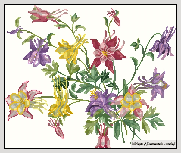 Download embroidery patterns by cross-stitch  - Flowers, author 