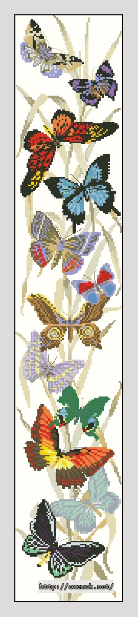 Скачать схемы вышивки нитками / крестом  - Butterflies, автор 