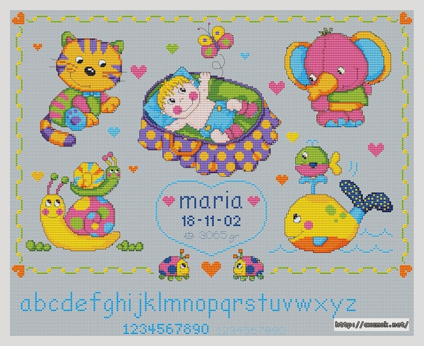 Download embroidery patterns by cross-stitch  - Natalicio - baby animals sampler