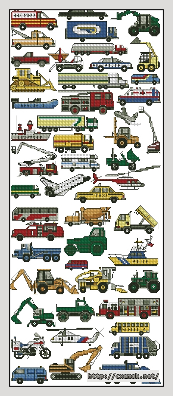 Download embroidery patterns by cross-stitch  - 50 work vehicles