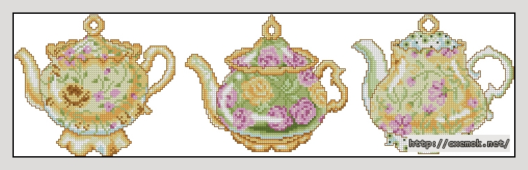 Download embroidery patterns by cross-stitch  - Teapots collections 2