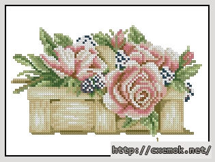 Download embroidery patterns by cross-stitch  - A basket full of roses, author 