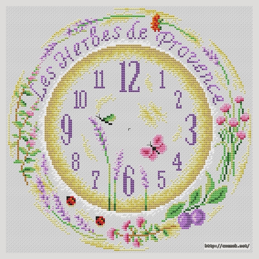 Скачать схему вышивки нитками Lavender clock, автор 