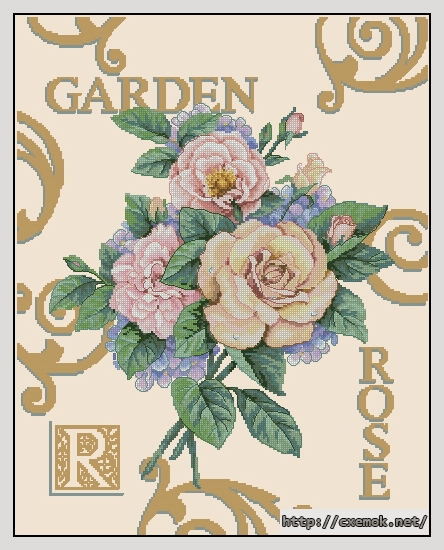 Скачать схемы вышивки нитками / крестом  - Rose garden cuttings, автор 