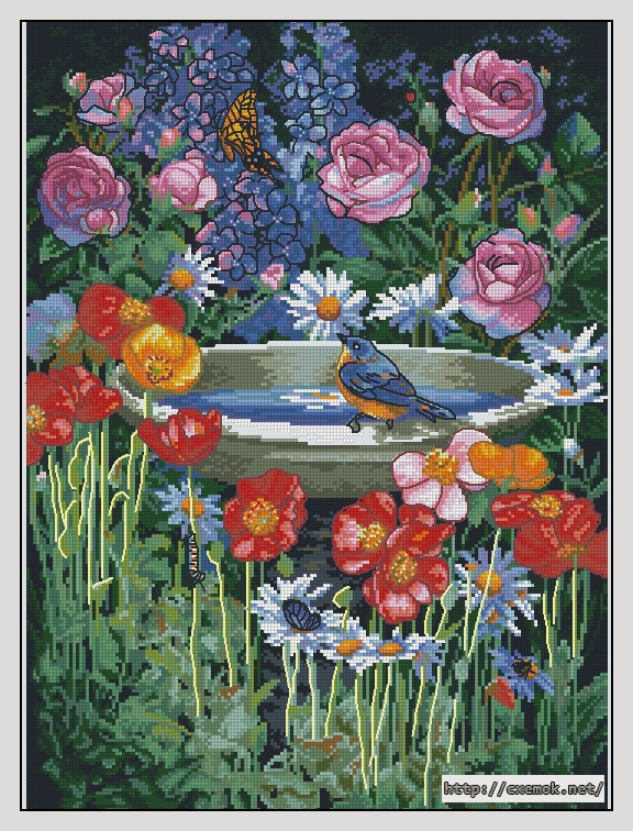 Download embroidery patterns by cross-stitch  - Garden reflections, author 
