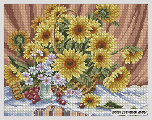 Download embroidery patterns by cross-stitch  - Натюрморт с подсолнухами, author 