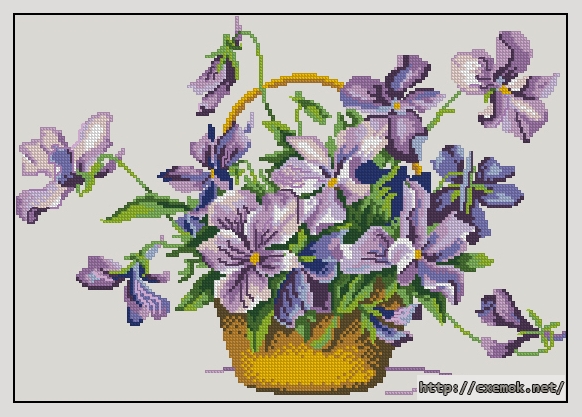 Download embroidery patterns by cross-stitch  - Букет фиалок, author 