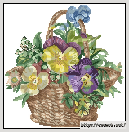 Download embroidery patterns by cross-stitch  - Корзинка с цветами