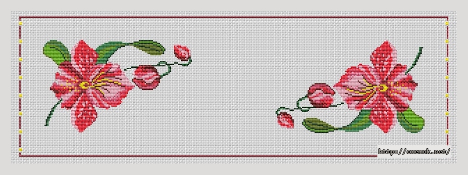 Download embroidery patterns by cross-stitch  - Orchid tablerunner, author 