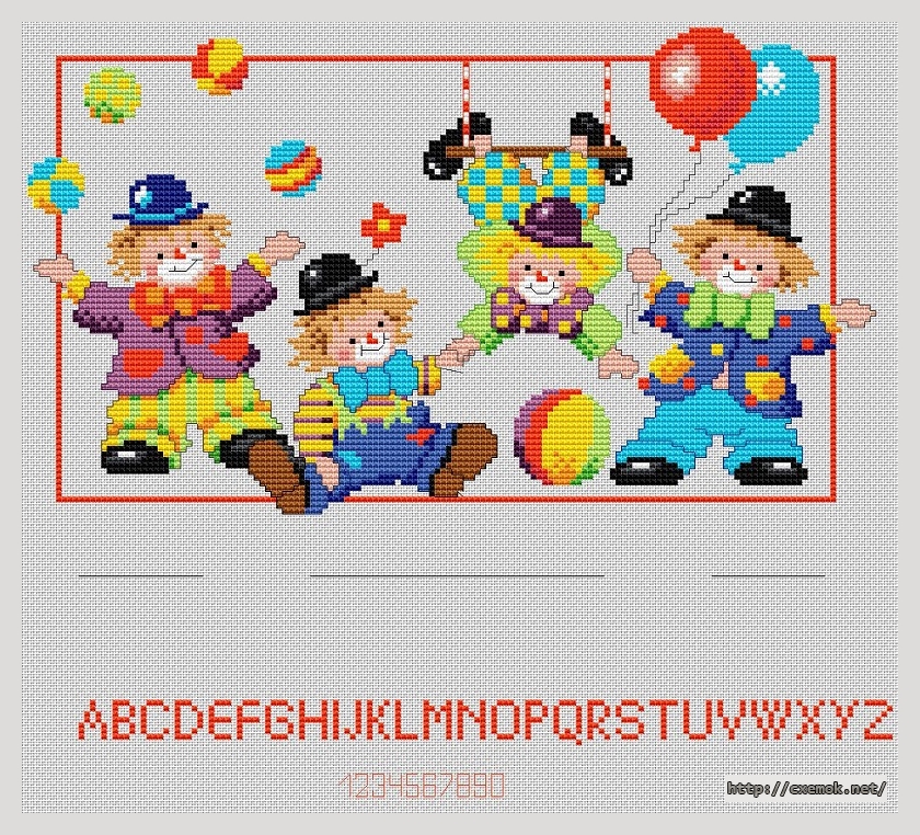 Download embroidery patterns by cross-stitch  - Clowns birthsampler, author 