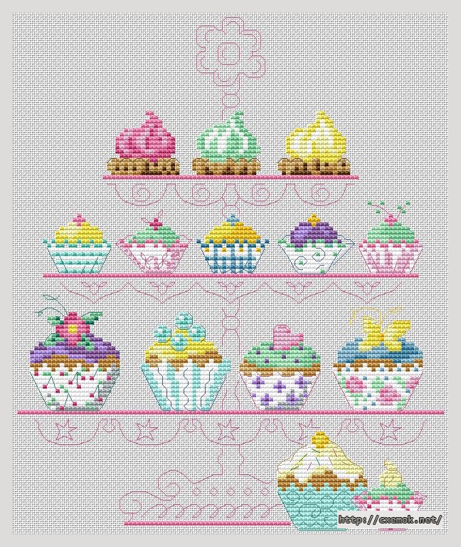 Download embroidery patterns by cross-stitch  - Cupcakes mania, author 