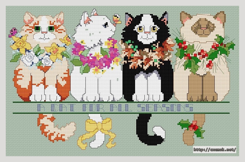 Download embroidery patterns by cross-stitch  - A cats for all seasons