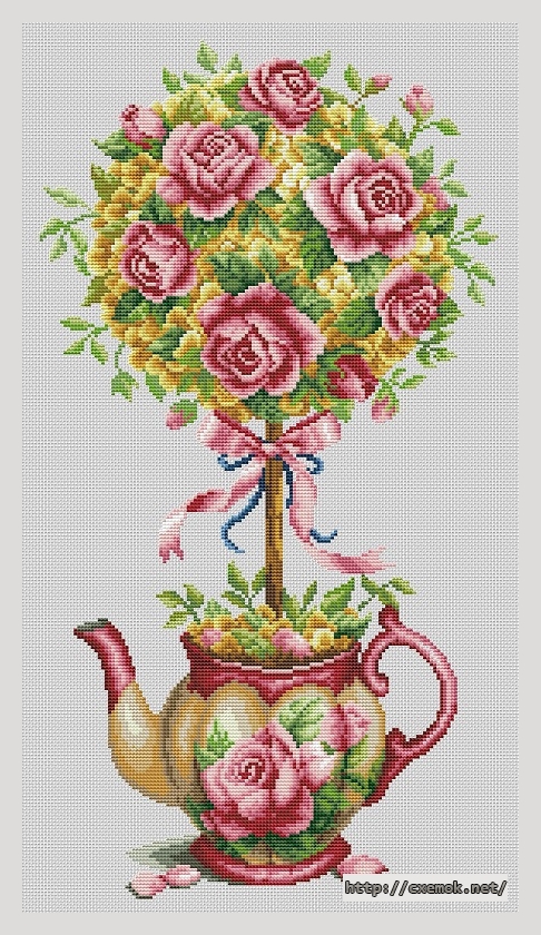 Download embroidery patterns by cross-stitch  - The rose pot, author 