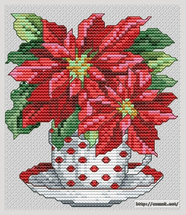 Download embroidery patterns by cross-stitch  - December-poinsetta, author 