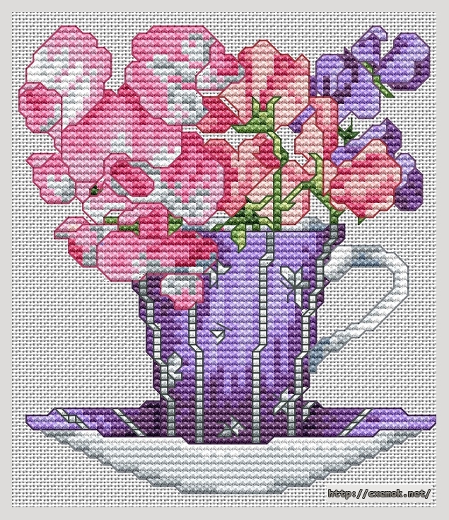 Download embroidery patterns by cross-stitch  - April-sweetpeas, author 