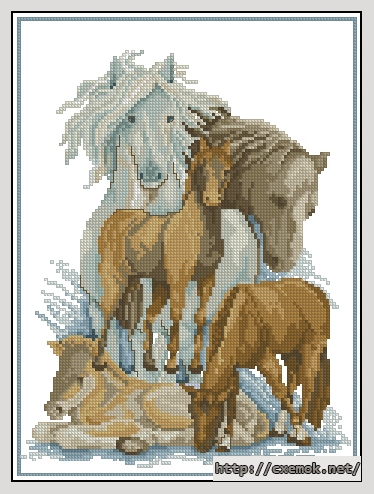 Download embroidery patterns by cross-stitch  - Horses, author 
