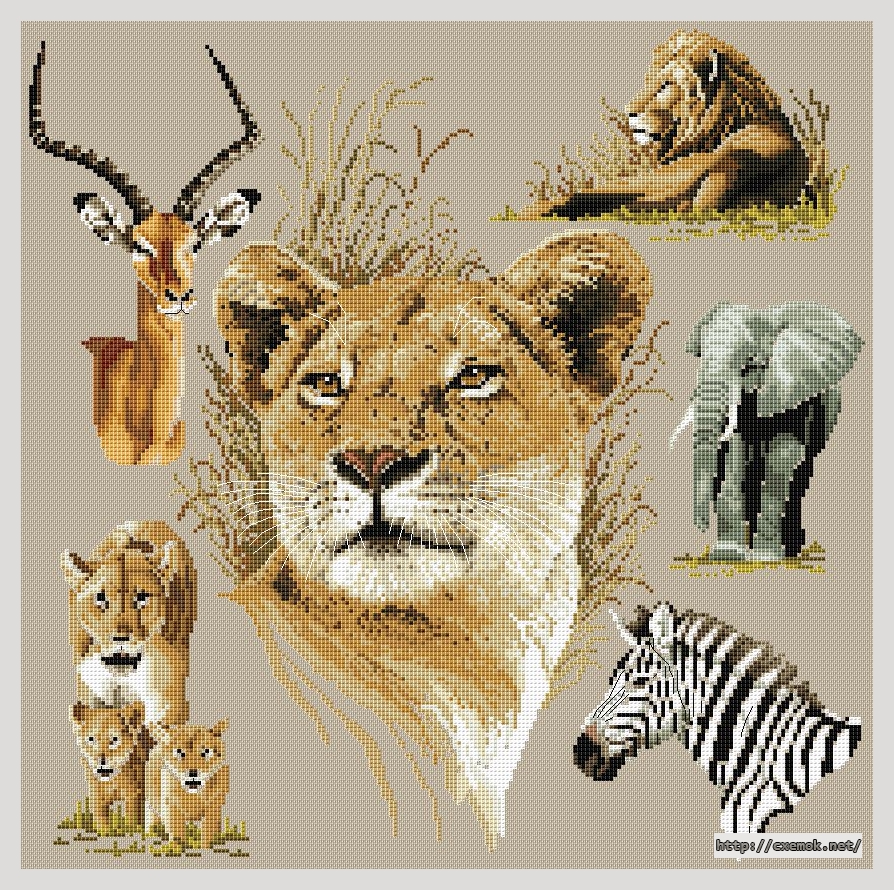 Download embroidery patterns by cross-stitch  - Safari collection, author 