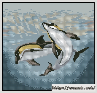 Download embroidery patterns by cross-stitch  - Dolphin duo, author 