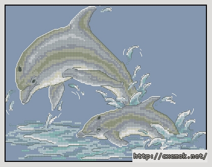 Скачать схему вышивки нитками Graceful dolphins, автор 