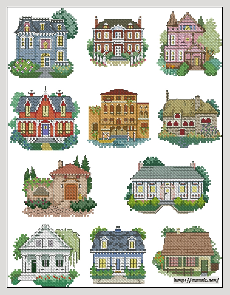 Download embroidery patterns by cross-stitch  - Houses.mini, author 