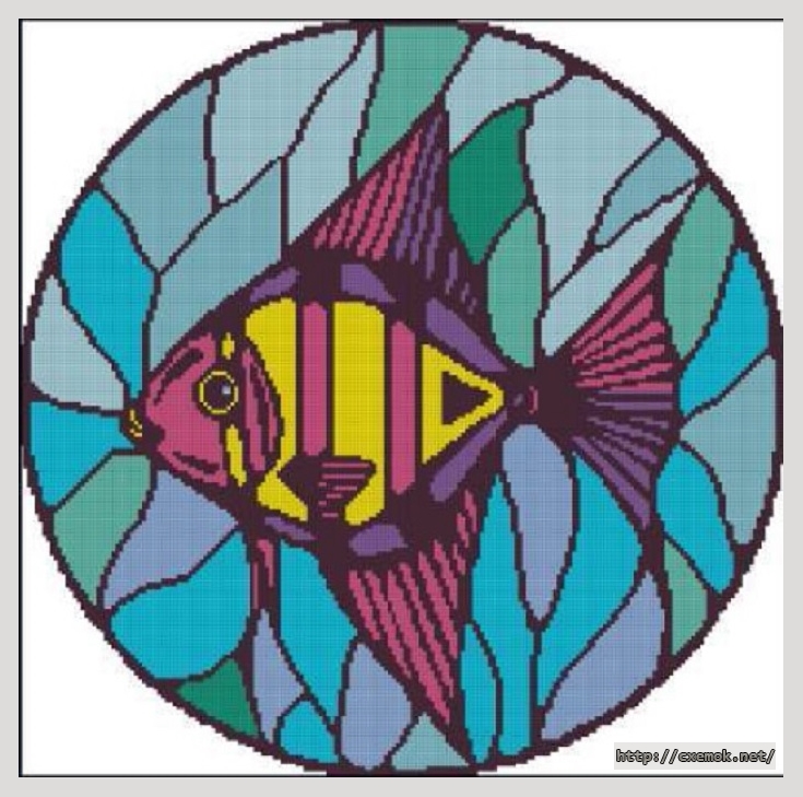 Скачать схемы вышивки нитками / крестом  - Stained glass angelfish, автор 