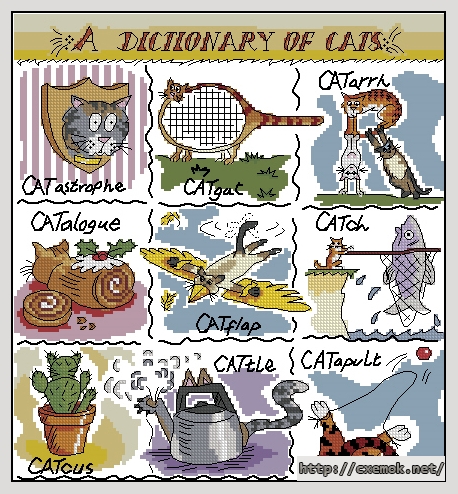 Скачать схему вышивки нитками A Dictionary of Cats, автор 