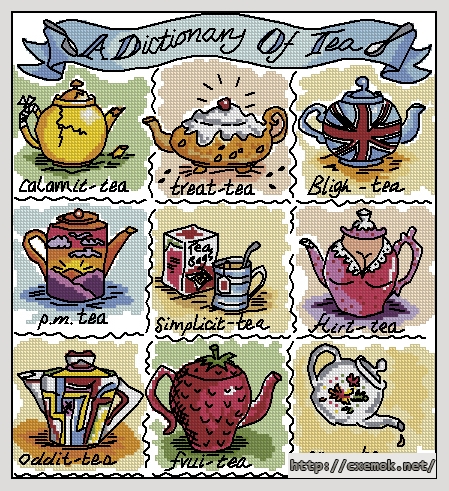 Скачать схему вышивки нитками A Dictionary of Tea, автор 