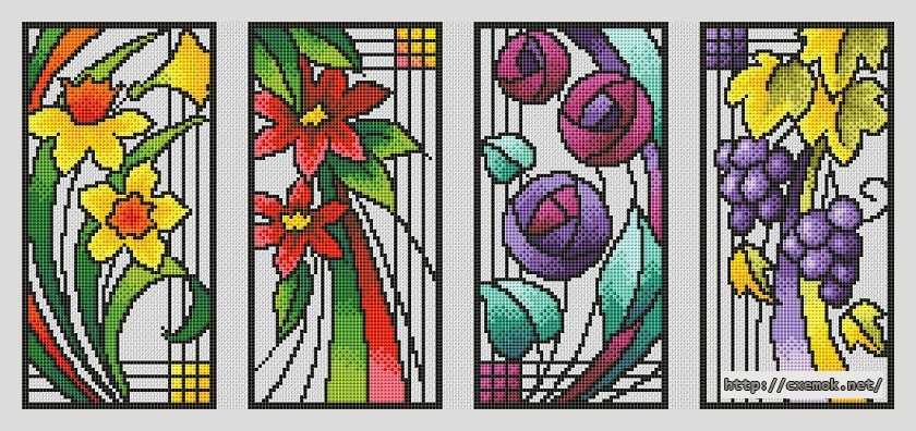 Скачать схемы вышивки нитками / крестом  - Stained glass series, автор 