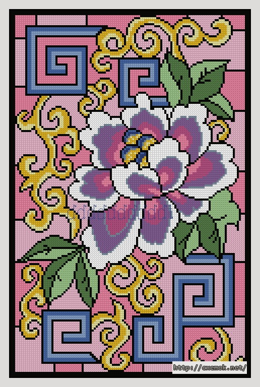 Download embroidery patterns by cross-stitch  - Stained glass of oriental elements