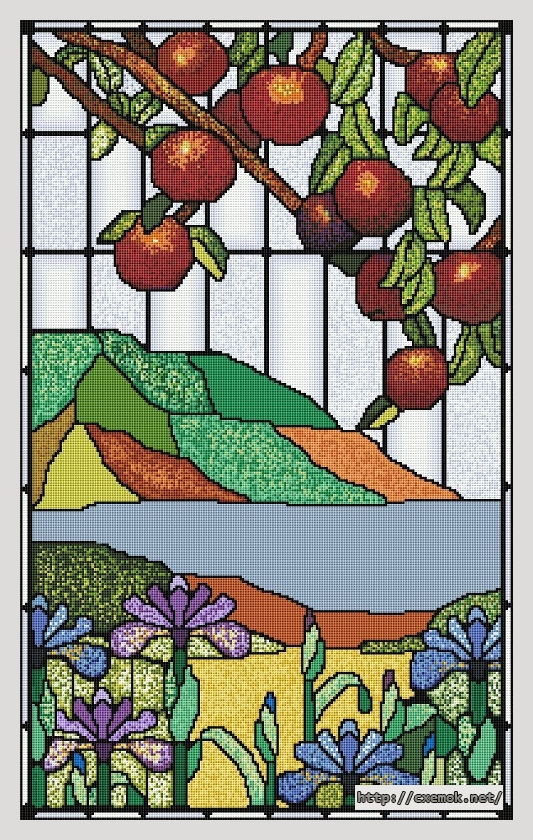 Скачать схему вышивки нитками Eden in Stained Glassl, автор 